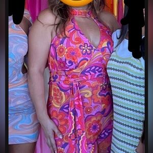 Vibrant Floral Halter Dress